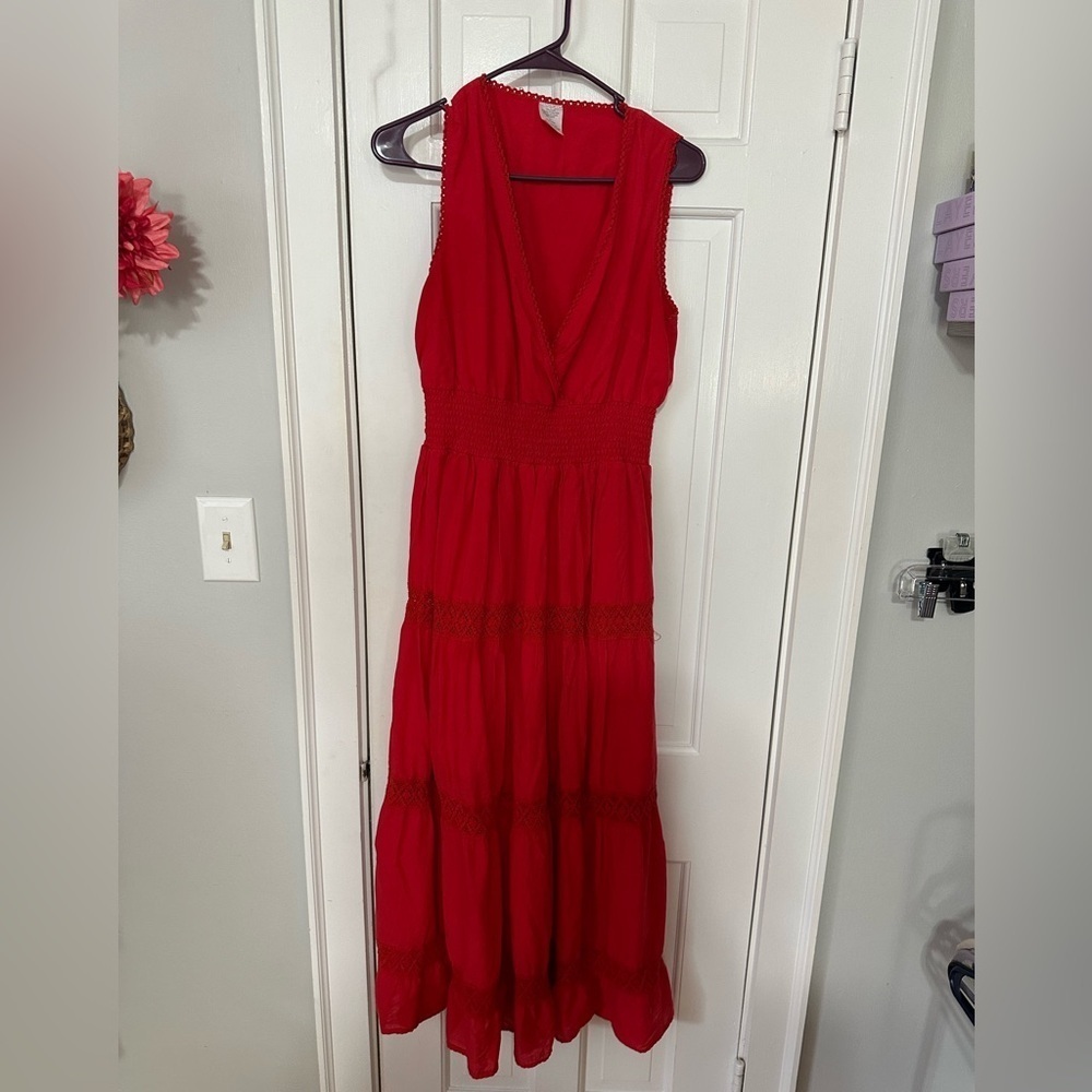 T.J.Maxx Red Sleeveless Maxi Dress